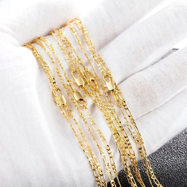 Ketten 5 Stück 2 mm schlanke Damen/Herren Goldfarbe Figaro-Kette Halskette 16