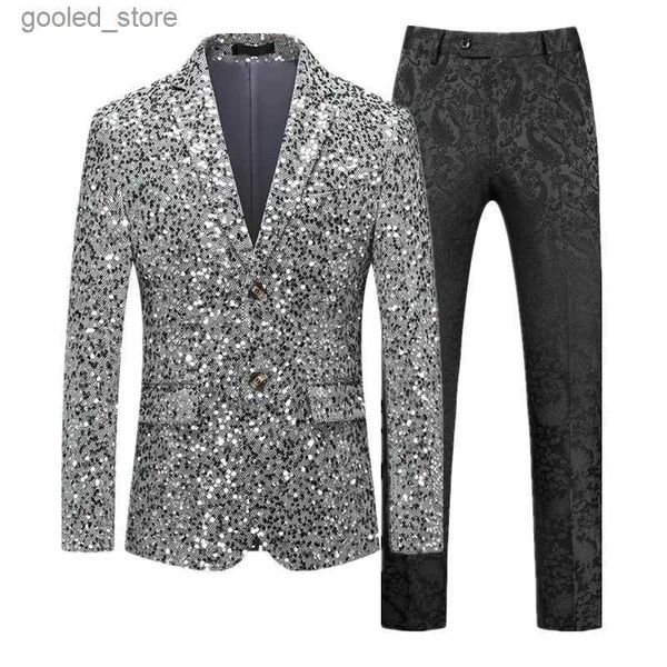 Herrenanzüge, Blazer, neuer Herren-Business-Paillettenanzug, 2-teilig, klassisches Abschlussball-Partykleid, Herren-Blazer, Jacke und Hose, Mode, Sänger, Host, Bühne, Kommen Sie Q231025