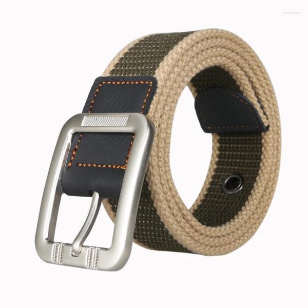 Gürtel Männer Gürtel Leinwand Rot/Khaki/Grün/Schwarz Männlich Mit Legierung Schnalle Qualität Strap 100 cm/110 cm/125 cm