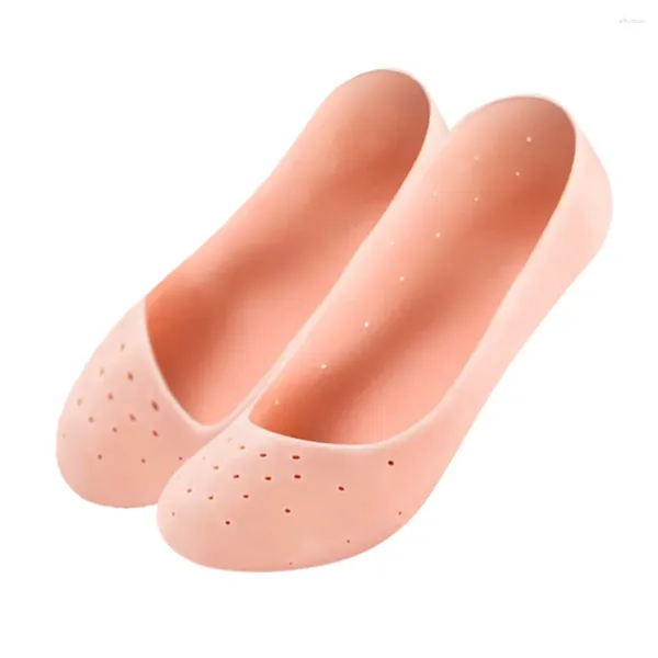 Meias femininas rachadas silicone calcanhar gel 1 par pé rachado reparação seco crack meias respirável casual curto calcetines