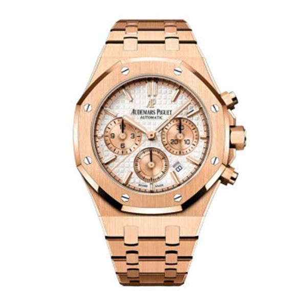 Relógio de pulso masculino Audpi Royal Large Dial Oak com movimento de quartzo Epic Royal Oak Series 2020 Box Certificate 38mm Máquinas automáticas 18K Rose Gold Mens Watch 26