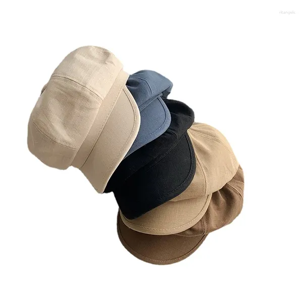 Berets Preto Peaked Cap Boina Mulheres Primavera / Verão Coreano Versátil Forma de Rosto Pequeno Chapéu Octogonal Japonês Grande Bandana Artista