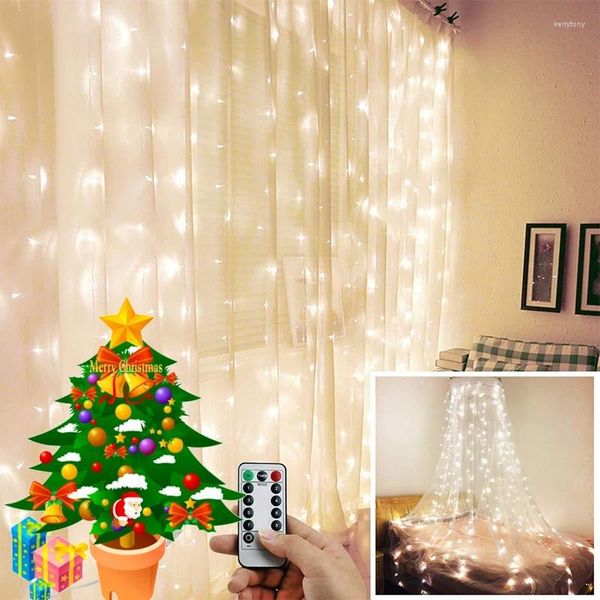 Dizeler 100/200/300leds Perde Dize Işıkları Noel Peri Garland Düğün/Parti/Bahçe/Festival Dekorasyonu için Açık Ev