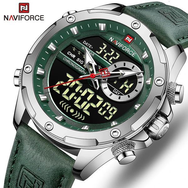 Наручные часы NAVIFORCE, мужские часы класса люкс, военные спортивные мужские наручные часы, хронограф, кварцевые водонепроницаемые кожаные мужские часы 231025