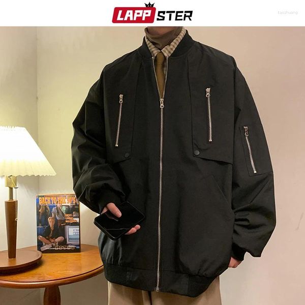 Giubbotti da uomo Y2k Streetwear Bomber Cappotti invernali da uomo Black Zipper Moda coreana Varsity Harajuku Giacca da motociclista