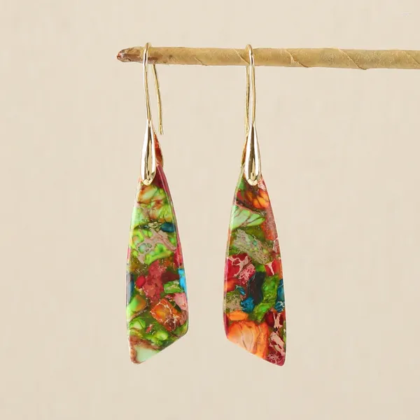 Dangle Brincos Boho Mulheres Flor Jaspers Pedras Penduradas Eardrop Retro Jóias Atacado