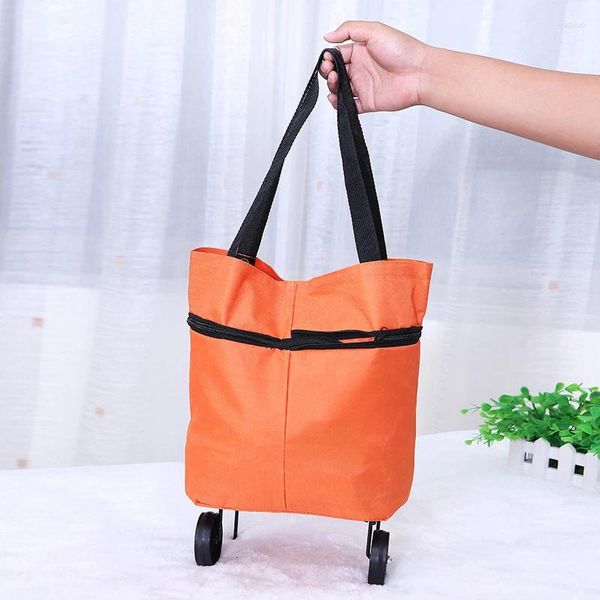 Borse portaoggetti 1pc portatile multifunzionale in tessuto Oxford pieghevole carrello della spesa borsa riutilizzabile Colorfu supermercato ambientale