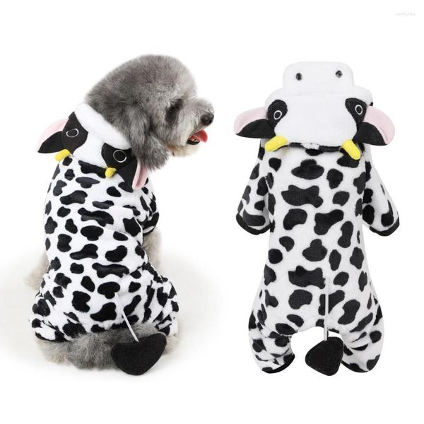 Cão vestuário traje vaca hoodie coral velo cachorrinho roupas de natal para cães pequenos médios halloween