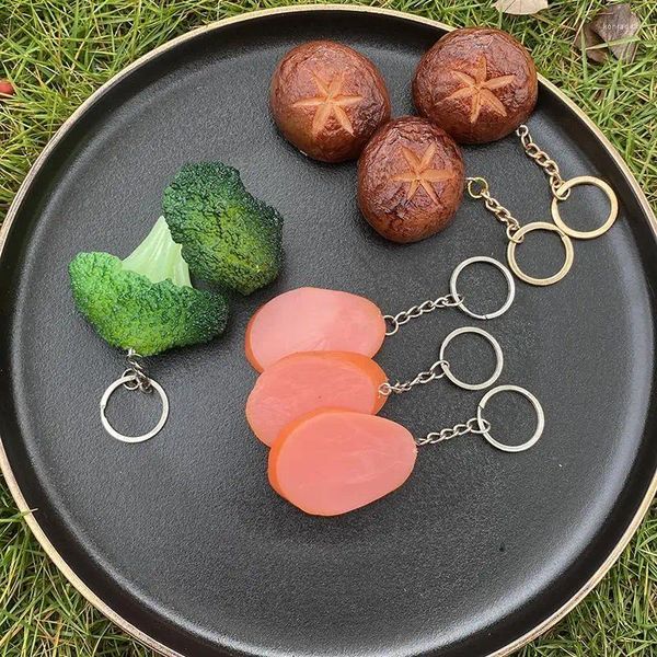 Portachiavi 1 pezzo carino mini simulazione cibo portachiavi plastica broccoli prosciutto fungo portachiavi regalo accessori ciondolo portachiavi gioielli