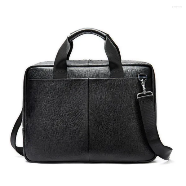 Valigette Valigetta da uomo Borsa a tracolla in pelle di vacchetta da lavoro Designer Borse a tracolla in vera pelle Borsa verticale Borsa per laptop da ufficio maschile