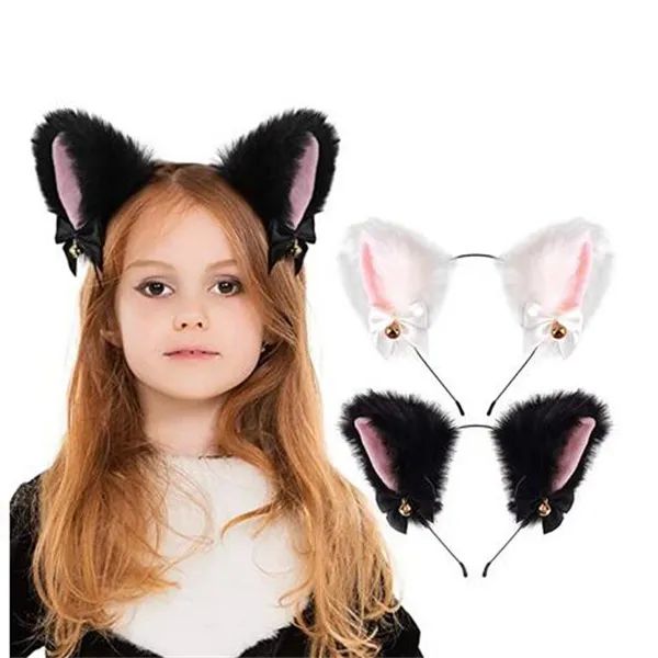Çocuk Saç Aksesuarları Siyah ve Beyaz Yeni Cosplay Internet Popüler Bell Head Band Fox Cat Ear Heavare Saç Bandı GC1887 ZZ