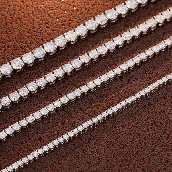 Pulseira de tênis de diamante com fecho longo banhado a ouro fino moissanite prata colar clássico personalizado