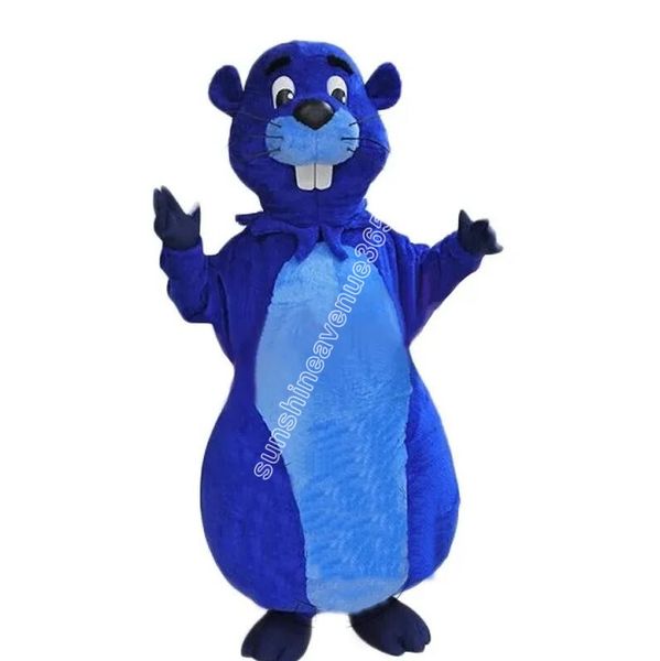 Halloween azul castor mascote traje de alta qualidade dos desenhos animados tema personagem carnaval adultos tamanho natal festa de aniversário fantasia roupa para homens mulheres