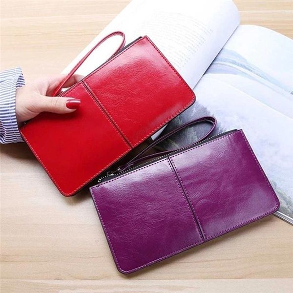 Wallets Women Wallet Portable Wrist Handle Phone Case Long Section Money Pocket Fashion Pouch Handbag Women'S Purse Card Holders