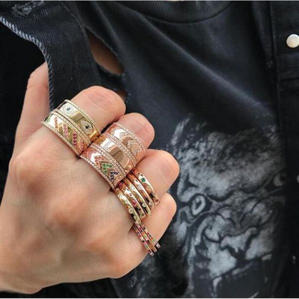 Anéis de banda de noivado largos de ouro Cz Evil Eye gravados inteiros para mulheres presente de festa joias de dedo clássico anel antigo2593
