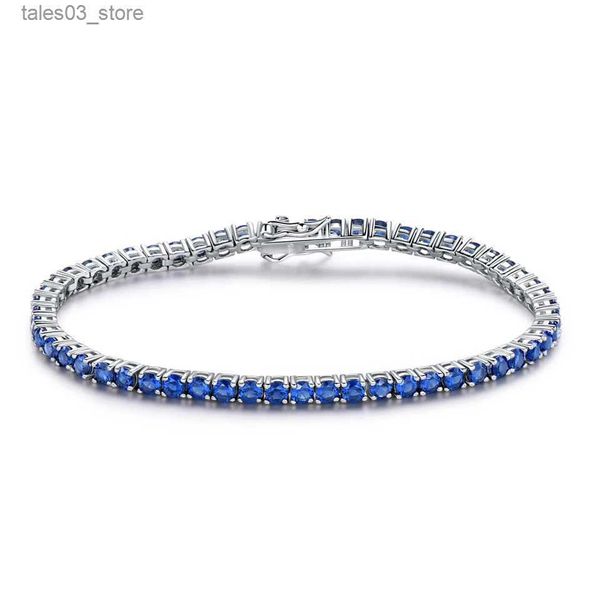 Charme Pulseiras Umcho Pulseira Feminina Pulseira de Tênis 925 Sterling Silver Sapphire 2mm Pulseira Romântica Casamento Fine Q231025