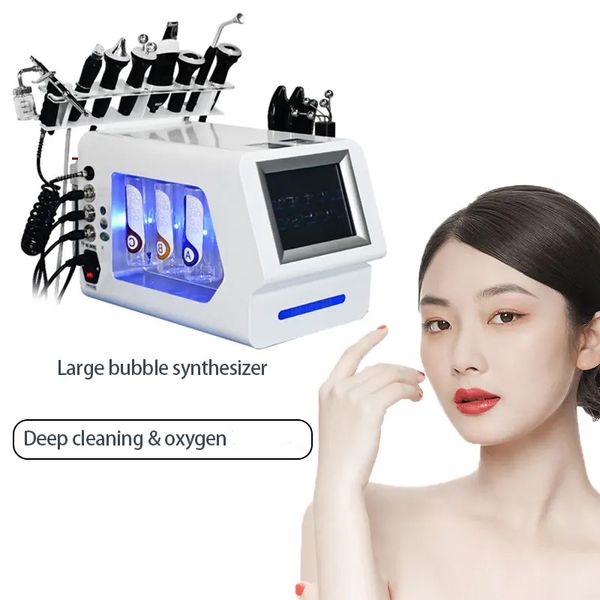 Multifunktionale 10-in-1 tragbare RF-Hautpflege Dermabrasion Sauerstoff Wasser Peeling Gesichtsschönheitsmaschine Hautanalysator Augenringe Faltenentferner Tiefenreinigung SPA