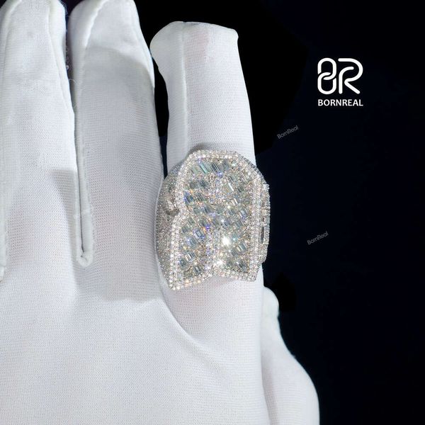 Пройти тест на бриллиант изумрудной огранки Vvs Муассанит хип-хоп дизайн кольца из серебра 925 пробы необычные ювелирные изделия кольцо с драгоценным камнем для мужчин и женщин