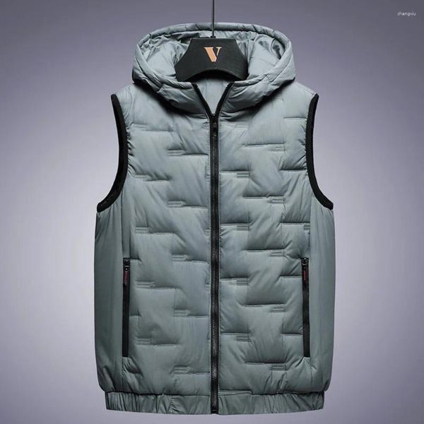 Gilet da uomo 2023 Gilet invernale Casual da uomo Giacca calda senza maniche Cappotto alla moda con cappuccio Gilet autunnale Cappello