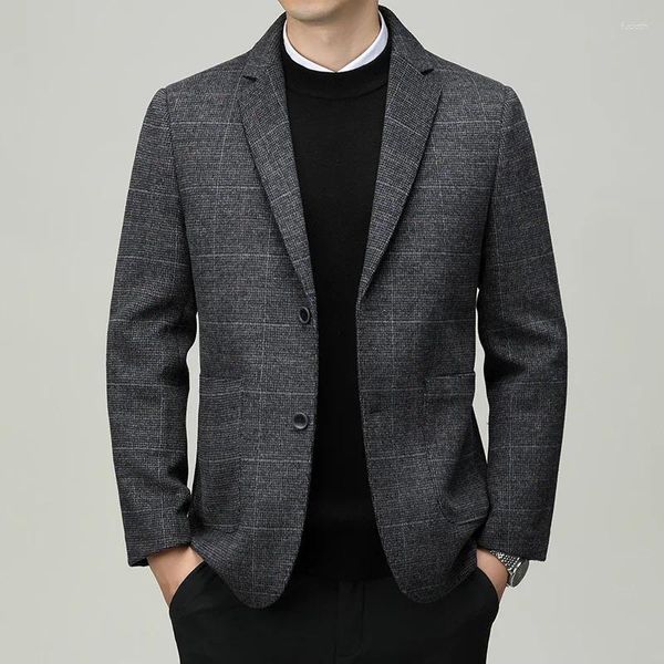 Herrenanzüge, modisch, geschäftlich, lässig, schmal, doppelseitig, 70 % Wolle, für Gentleman, koreanisches Abendkleid, offizielle Hochzeit, Blazer