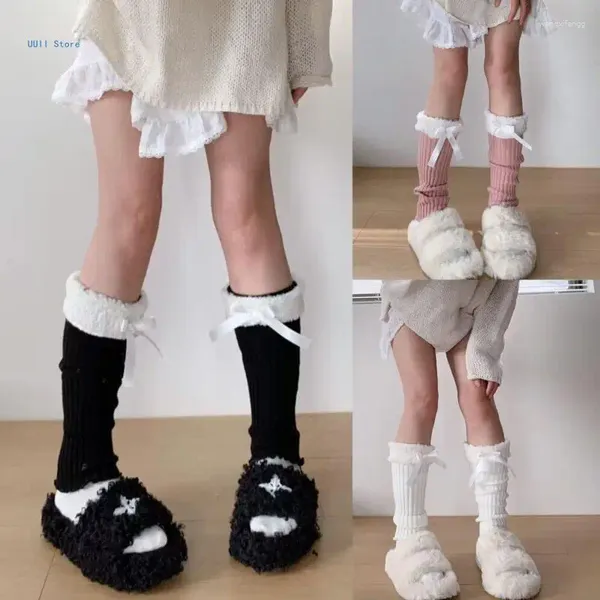 Meias femininas joelho alto perna mais quente tricô tornozelo bandagem hip-hop bota longo tubo de malha manga bezerro cobre