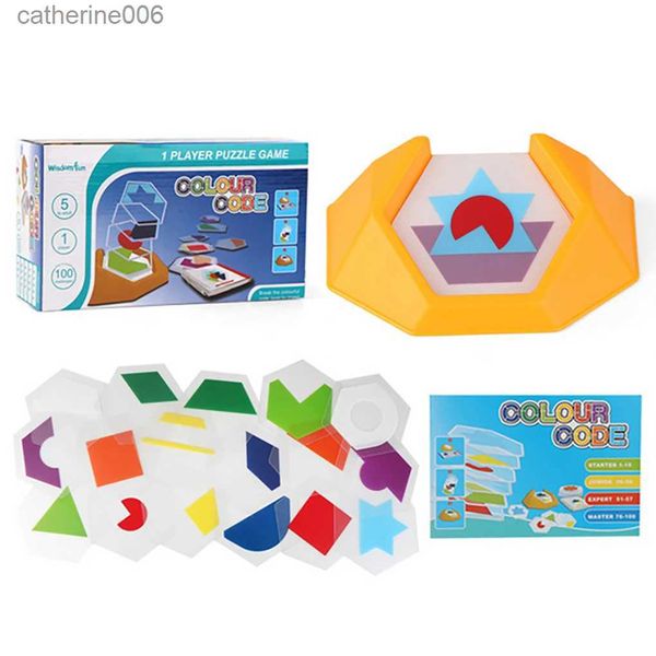 Quebra-cabeças código de cores quebra-cabeça educacional crianças lógica jogo de tabuleiro jigsaw geométrico inteligente quebra-cabeças crianças brinquedo espacial diyl231025