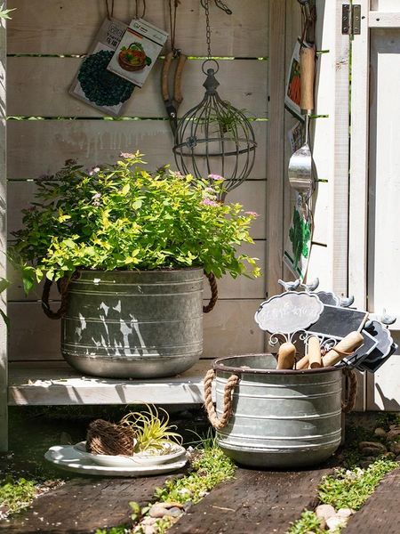 Vasos vintage angustiado ferro flor balde planta pote varanda jardim loja arranjo ornamentos