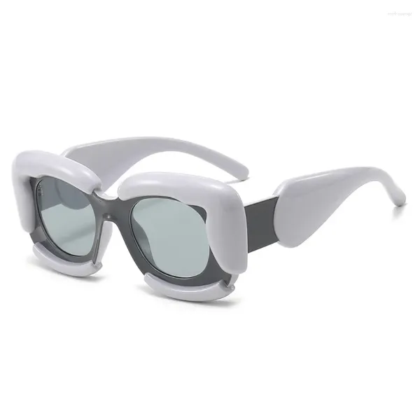 Occhiali da sole Punk Y2k per donna uomo Occhiali unici gonfiati con montatura spessa occhiali da sole quadrati tonalità alla moda Gafas