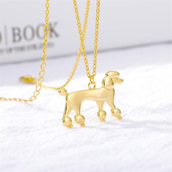 Bonito poodle pingente colar gargantilha corrente de ouro colar feminino charme simples colares cão aço inoxidável novo noivado jóias278m