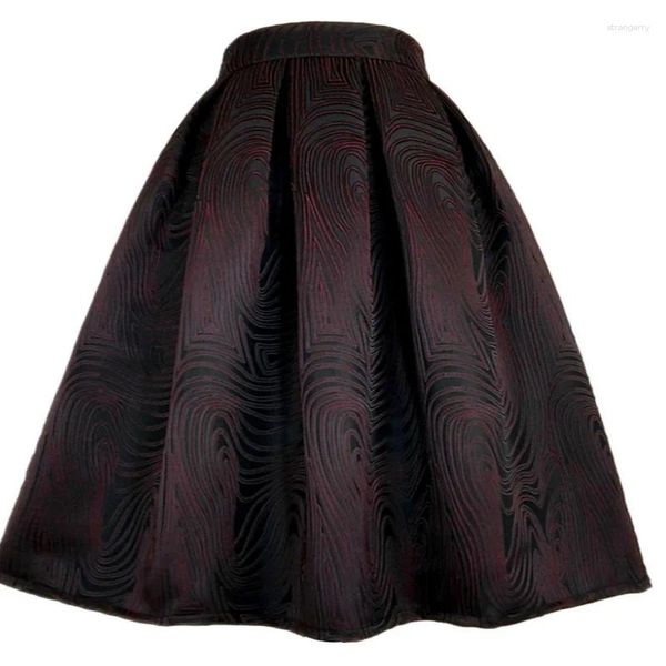 Saias 2023 outono elegante coreano simples elegante feminino vintage retro textura bordado cintura alta longo vinho vermelho escritório desgaste