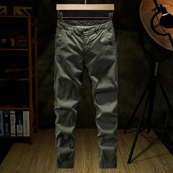 Tute da uomo Elmsk Primavera e autunno Pantaloni larghi a tubo dritto Pantaloni casual in cotone Versatile Moda Panno Tinta unita Trama semplice B