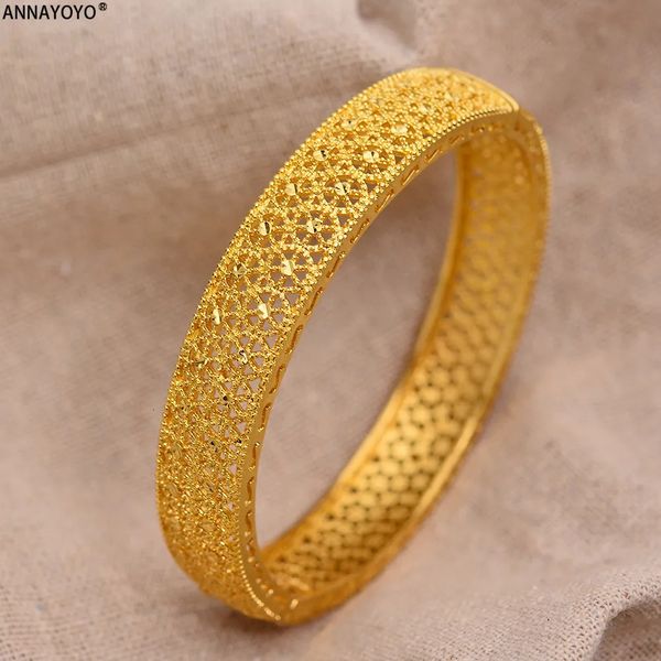 Bangle 24k Dubai Gold Color Bangles para Mulheres Dubai Noiva Casamento Etíope Pulseira África Bangle Árabe Jóias Gold Charm Bracelet 231025