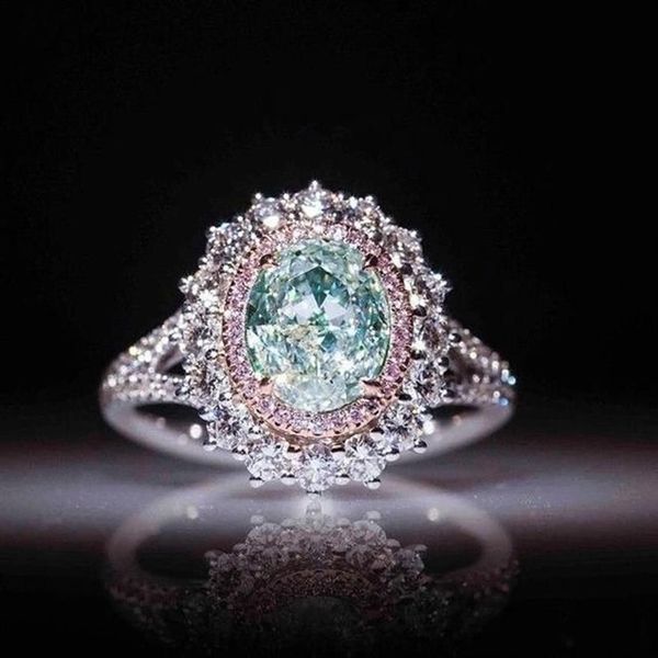 Размер 6-10 обручальные кольца для женщин топаз цвет зеленый драгоценный камень кольца CZ бриллиант женское свадебное кольцо Gift275C