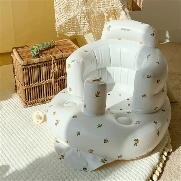 Badewannen Sitze Baby Aufblasbare PVC Sofa Stuhl Cartoon Bär Floral Tragbare Badewanne Schwimmbad Kinder Sitz für Reise Ride-ons Pool Spielzeug 231025