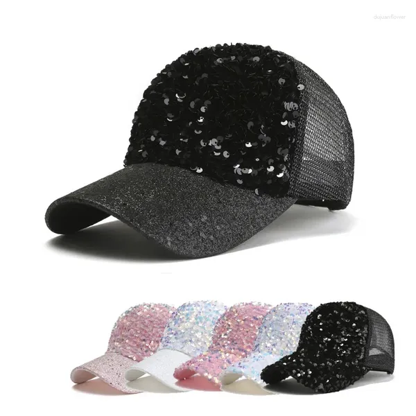 Berretto da baseball da donna alla moda con paillettes lucide da baseball femminile da esterno regolabile streetwear cappello da camionista Casquette Femme