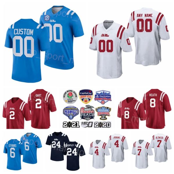 NCAA College Football Ole Miss Rebels 4 Quinshon Judkins Jersey 2 Jaxson Dart 7 Luke Altmyer 6 Zach Evans 24 Ulysses Bentley IV 8 Malik Heat