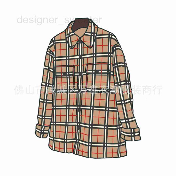Erkek Ceketler Tasarımcı Sonbahar ve Kış UNISEX Ekose Yün Karışımı Polo Gömlek Tarzı Katlı Ekose Kuzu Yün Üst MST'ler