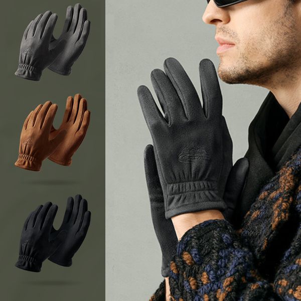 Winter-Outdoor-Radsport-Wildlederhandschuhe für Herren, winddicht, verdickt und Fleece-Strick-Touchscreen-warme Handschuhe