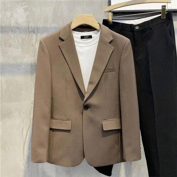 Ternos masculinos 2023 cor sólida blazer moda masculina social vestido jaqueta coreano negócio casual terno escritório formal l109