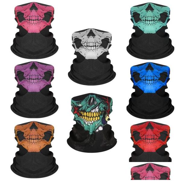 Máscaras de festa Skl Máscara Mágica Halloween Cosplay Bicicleta Ski Skls Meia Face Máscaras Fantasma Lenço Bandana Pescoço Aquecedor Casa Jardim Parte Festiva Dhvlr