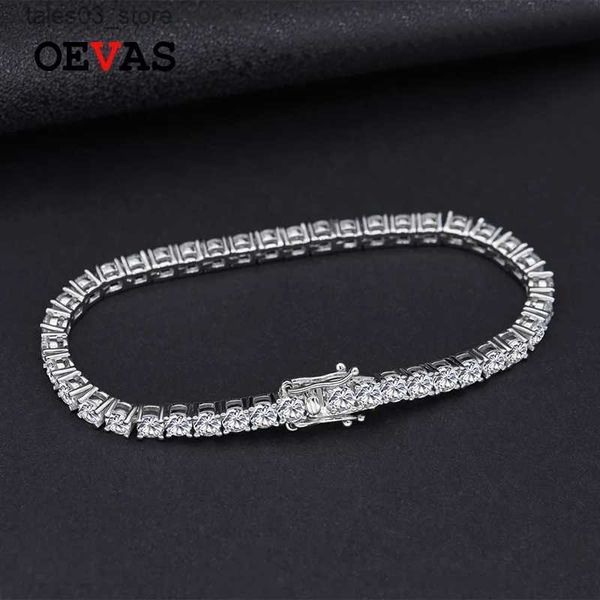 Cazibe bilezikleri Oevas % 925 STERLING Gümüş 3mm Oluşturuldu Elmas Taş Bankosu Cazibe Düğün Tenis Bilezik Güzel Takı Toptan Dropship Q231025