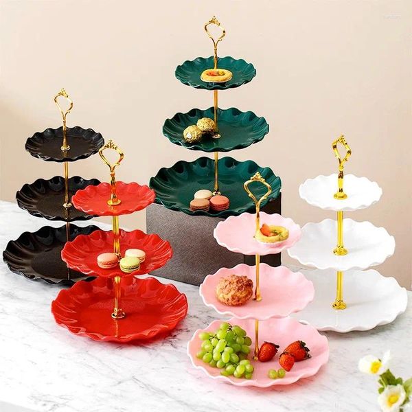 Backformen Werkzeuge Nordic Kunststoff Dessert Platte 3-schicht Obst Kuchen Stehen Für Hochzeit Geburtstag Party Dekoration Cupcake Gebäck Rack tisch Dekor