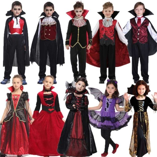 Crianças criança vampiro traje contagem drácula cosplay meninos vampiros para meninas purim festa de halloween fantasia vestir-se engraçado horrorcosplay