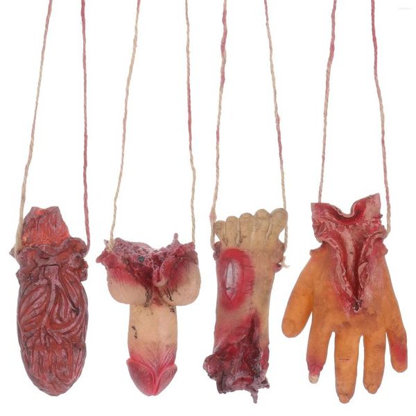 Decorazioni da giardino 4 pezzi corpo mani rotte piedi catena appesa ciondolo emulsione di organo di Halloween