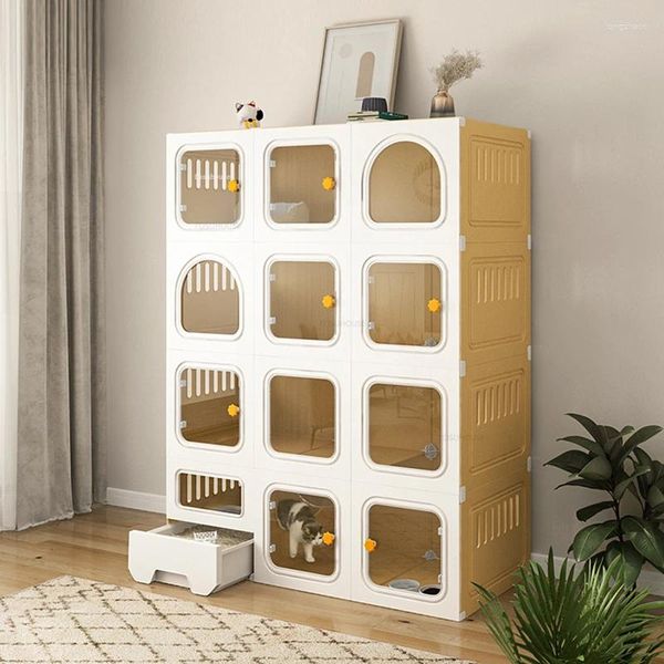 Portadores de gatos pequeno apartamento casa gaiolas interiores villa moderna pet gabinete maca bacia banheiro integrado casa