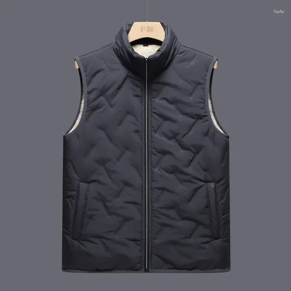 Gilet da uomo Gilet imbottito Giacca invernale da uomo Nero leggero in pile caldo senza maniche maschile Casual tinta unita Cappotti Grigio 2023