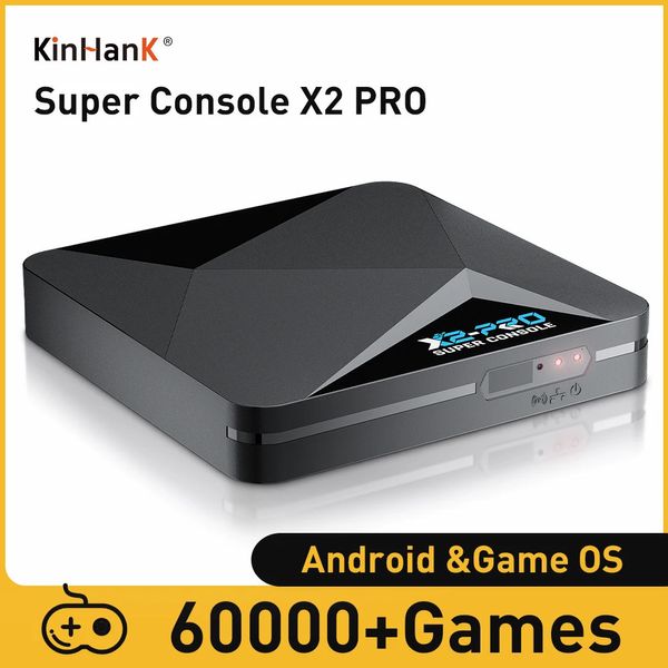 Controladores de jogo Joysticks KINHANK Super Console X2 Pro Game Box Retro Video Game Console TV Box 60000 Videogames para ARCADE/MAME/DC/SS com Gamepads 231024