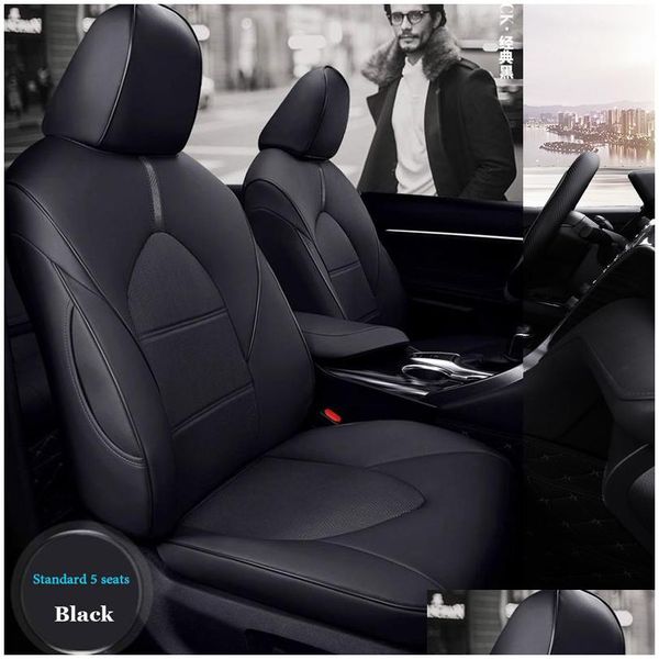 Custom Fit Fl Set Autositz Ers Select für Avalon 19–20, wasserdichtes Kunstleder, schwarz mit rotem Zierkissen, Styling, Drop-Lieferung