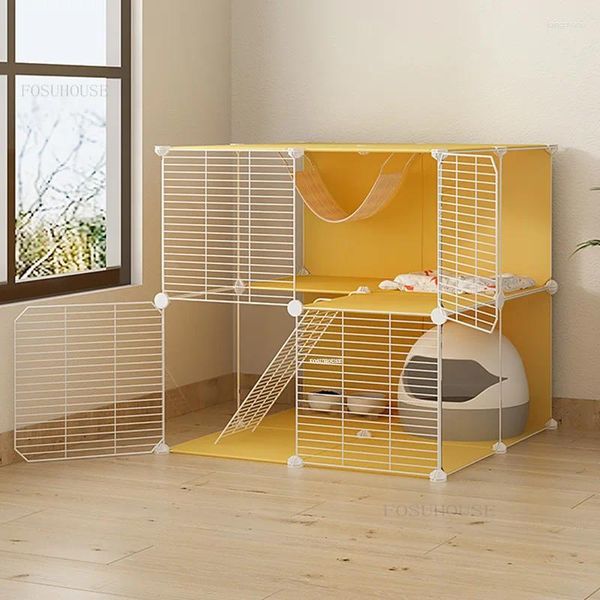 Portadores de gatos gaiolas panorâmicas simples casa interior com cerca multi-gato família produtos para animais de estimação grande espaço livre gaiola para gatos