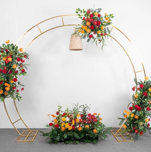 Arco in ferro lucido Matrimonio Cerchio in metallo per esterni Scaffale Fiori artificiali Palloncini Puntelli Stand Decorazione per cornice per palcoscenico per feste